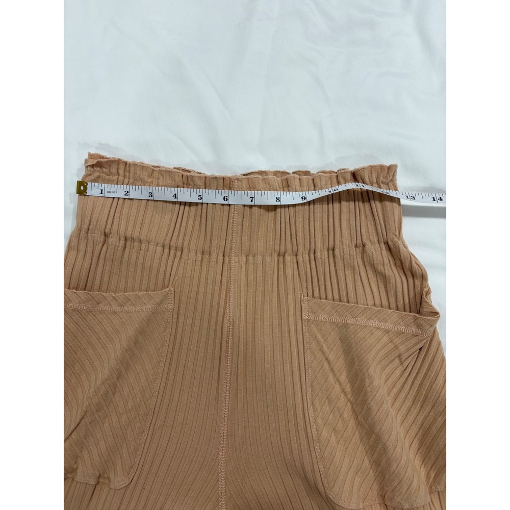 Free People Movement Blissed Out Wide-Leg Pants Ribbed High Rise Peach XS 30" - Picture 9 of 11